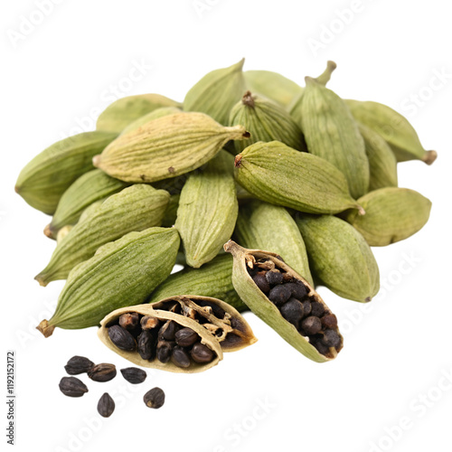 Pile of cardamons isolated on transparent background