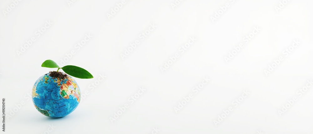 Earth Day concept showcases the importance of world environment preservation on a clean white background. Generative AI Earth Day concept showcases the importance of world environment preservation on a clean white background. Generative AI