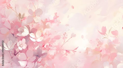 Obraz na płótnie White and pink flowers blending softly into a watercolor background with blurred edges, perfect for elegant designs w salonie