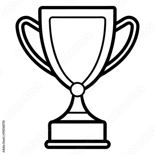 Stylish Trophy Outline Vector with Sleek Line Details