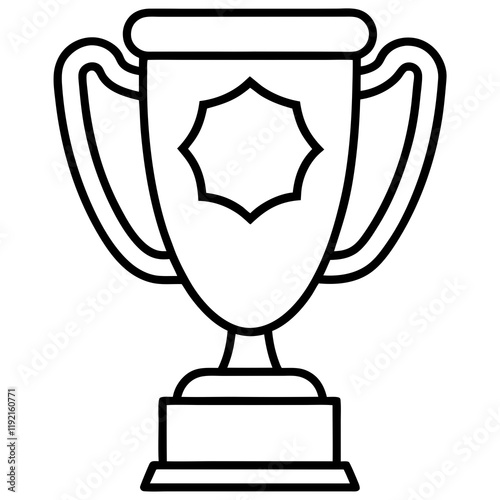 Stylish Trophy Outline Vector with Sleek Line Details