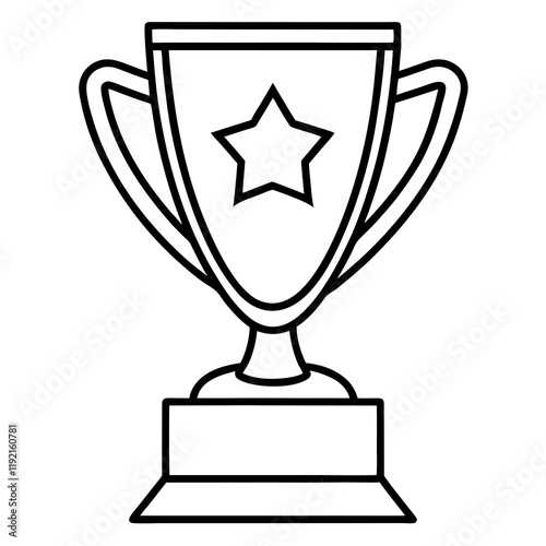 Stylish Trophy Outline Vector with Sleek Line Details