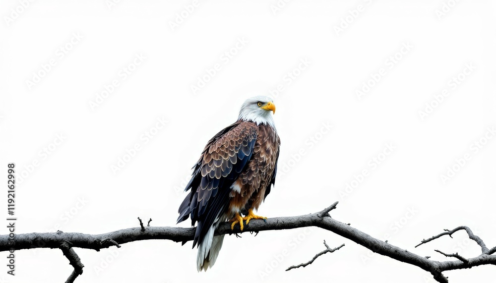 Majestic Bald Eagle Perched on a Bare Branch: A Serene Wildlife Portrait Majestic Bald Eagle Perched on a Bare Branch: A Serene Wildlife Portrait