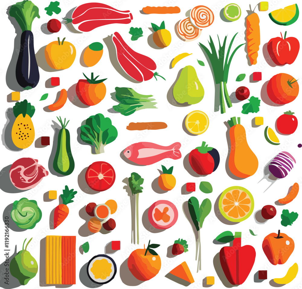 Fototapeta premium foods illustration vector design concept white background