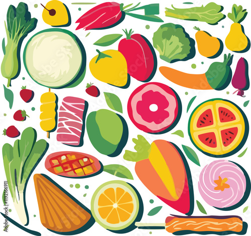foods illustration vector design concept white background