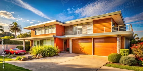 Wallpaper Mural Mid-Century Australian House Exterior, Sunny Day,  Copy Space,  Architectural Photography Torontodigital.ca