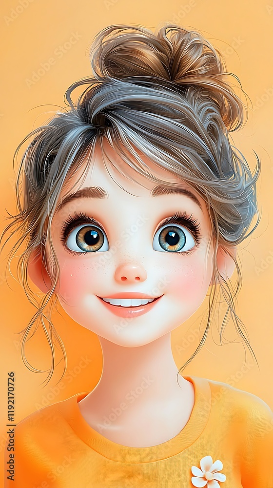 3D cartoon image with bright and eye-catching, Charming 3D Cartoon Girl with Captivating Eyes 3D cartoon image with bright and eye-catching, Charming 3D Cartoon Girl with Captivating Eyes