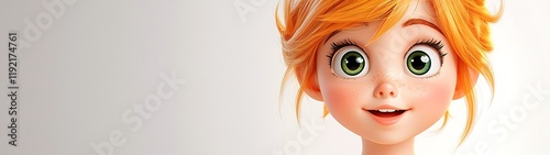 3D cartoon image with bright and eye-catching, Bright Cartoon Character with Expressive Eyes and Smile
