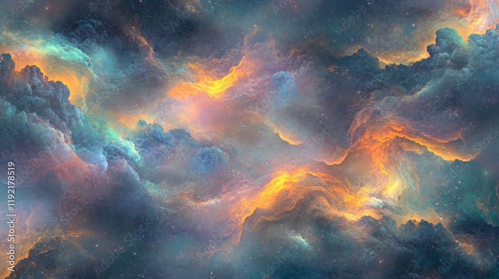 A seamless abstract design of magical fantasy clouds, glowing with soft highlights and blended pastel hues for an enchanting backdrop A seamless abstract design of magical fantasy clouds, glowing with soft highlights and blended pastel hues for an enchanting backdrop