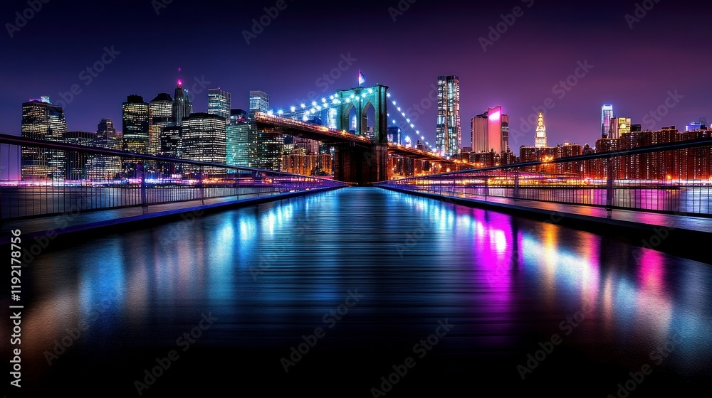 Morning light over downtown New York featuring the Brooklyn Bridge and Manhattan skyline New York City USA Morning light over downtown New York featuring the Brooklyn Bridge and Manhattan skyline New York City USA