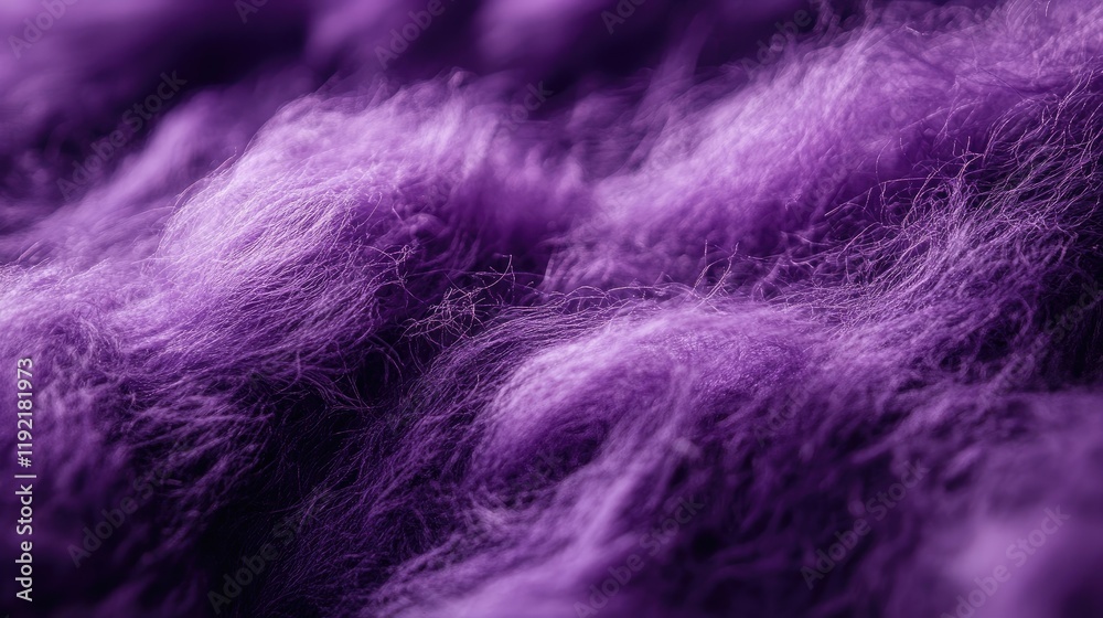 Fototapeta premium Close-Up of Soft and Fluffy Purple Fabric Texture with Contrasting Light and Shadows for Artistic and Textural Background Use in Design Projects