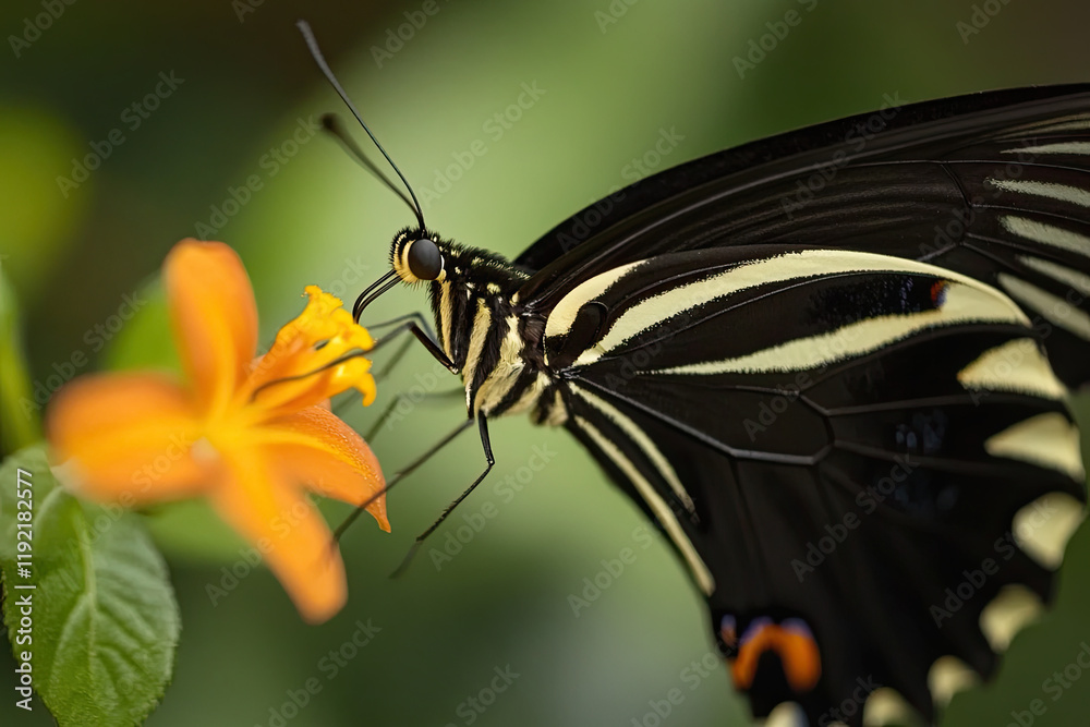 A butterfly drinking nectar from a flower A butterfly drinking nectar from a flower