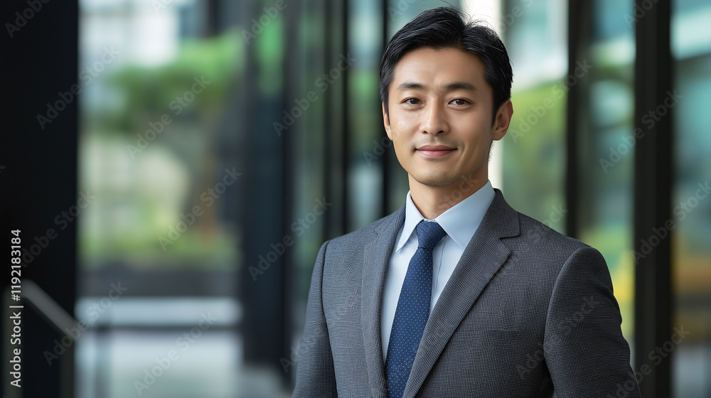 Young Asian businessman in suit at modern office Young Asian businessman in suit at modern office