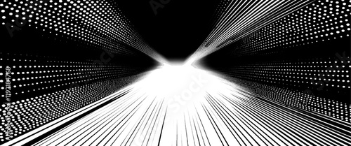 Vector black and white light streaking background.