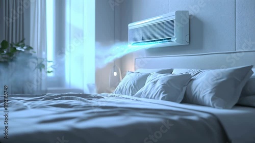 Modern Bedroom with Blue Breeze Air Conditioner Cooling Experience