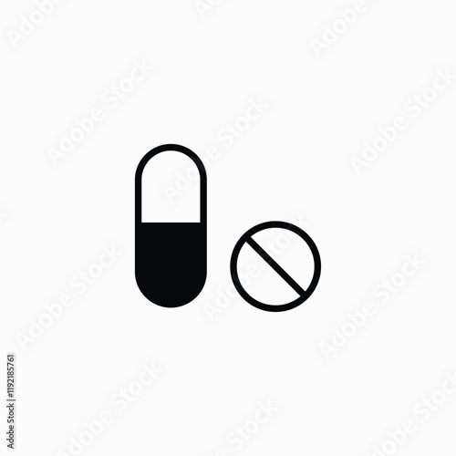 Pill icon, capsule, dgug, hospital, vector illustration flat style fully editable vector template