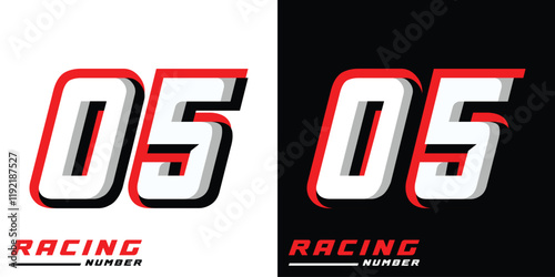 Racing number 05 with white red and black colors, racing, racing starting number, sports racing number