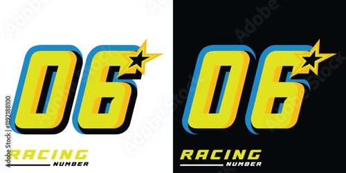 Racing number 06 with star,racing,racing starting number,sports racing number