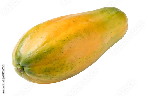 Papaya fruti cut in halves on white background photo