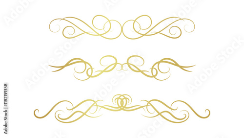 elegant frame decoration isolated on white background. gold swirl lines element set