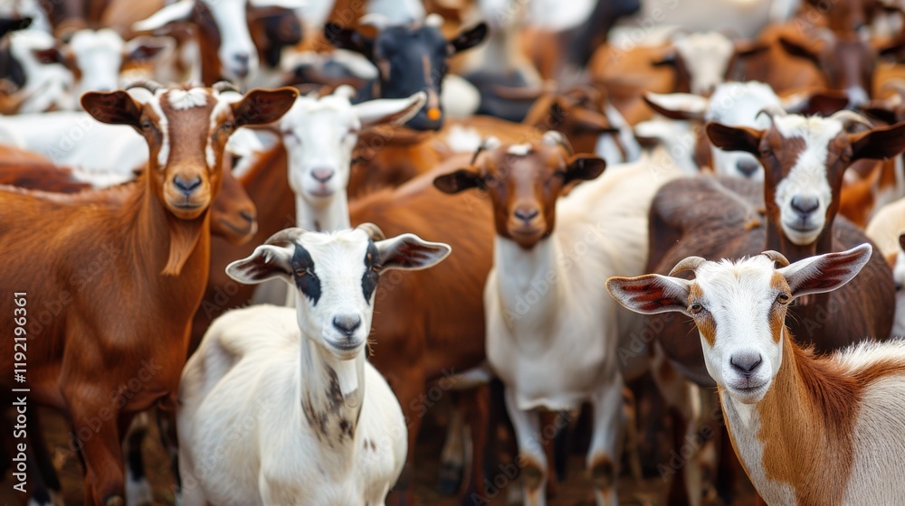 Goats herd farm rural agriculture livestock sunny Goats herd farm rural agriculture livestock sunny