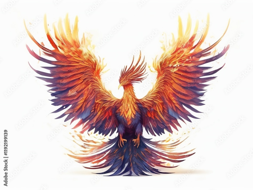 Fototapeta premium illustration of a red and yellow macaw illustration of an abstract bird heart with wings red and yellow bird red and yellow macaw bird of paradise