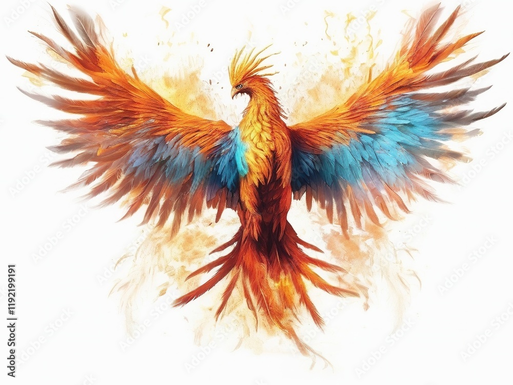 Obraz premium illustration of a red and yellow macaw illustration of an abstract bird heart with wings red and yellow bird red and yellow macaw bird of paradise
