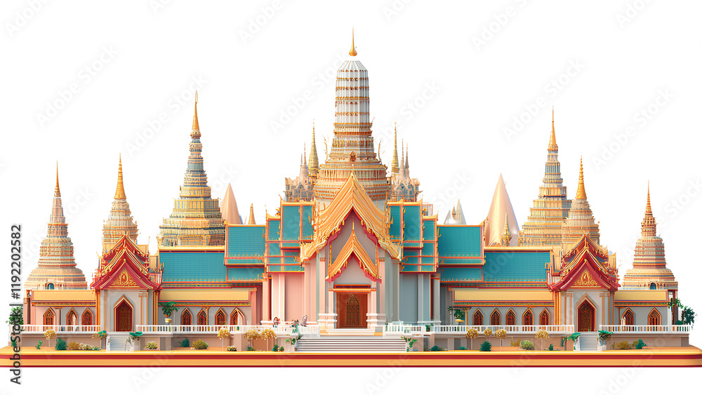 Fototapeta premium Exquisite Thai Temple Architecture - A Masterpiece of Cultural Heritage