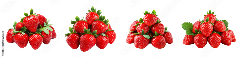 Four Stacks of Fresh Red Strawberries Isolated on Black Background Four Stacks of Fresh Red Strawberries Isolated on Black Background