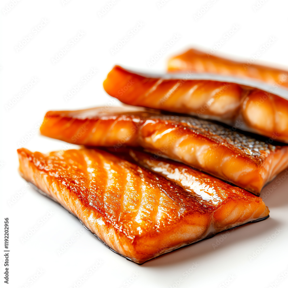 Deliciously grilled salmon fillets, showcasing a mouthwatering glaze and perfect texture, ideal for gourmet dishes or healthy meals. Deliciously grilled salmon fillets, showcasing a mouthwatering glaze and perfect texture, ideal for gourmet dishes or healthy meals.