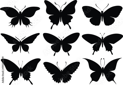 Butterfly Silhouette bundle, butterfly vector icon set