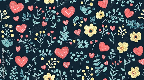Wallpaper Mural Romantic floral heart pattern, perfect for Valentine's Day cards Torontodigital.ca