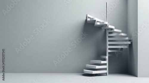 Modern Minimalist Spiral Staircase in a Simple Room Interior Design