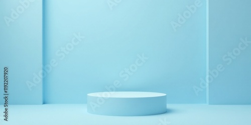 Minimalist Pastel Blue Platform Display for Product Showcasing and Presentation