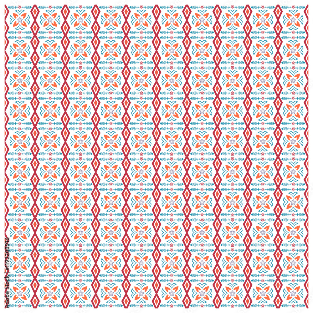 Stained glass patterns. Seamless pattern with colorful flowers and leaves on a white background Stained glass patterns. Seamless pattern with colorful flowers and leaves on a white background