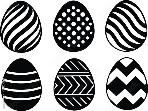 Easter egg silhouette bundle,Easter egg vector illustration set