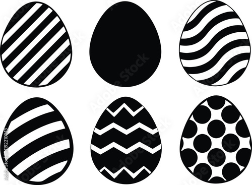 Easter egg silhouette bundle,Easter egg vector illustration set