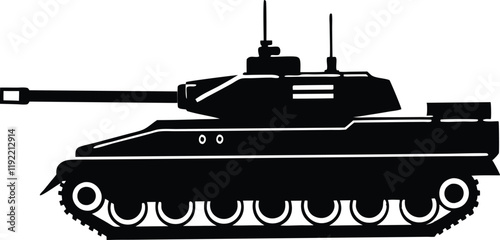 military weapon tank  silhouette simple flat vector