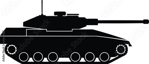 military weapon tank  silhouette simple flat vector