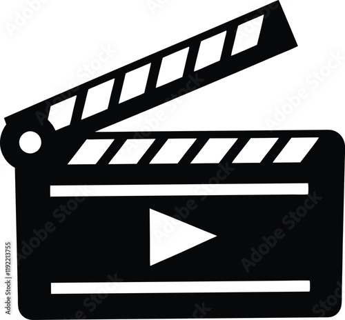 Movie clapperboard silhouette,Movie clapperboard  flat vector icon