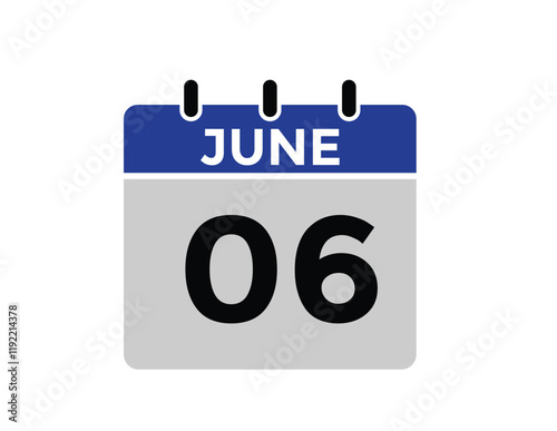 June 6 - Daily Calendar Icon with day of month
