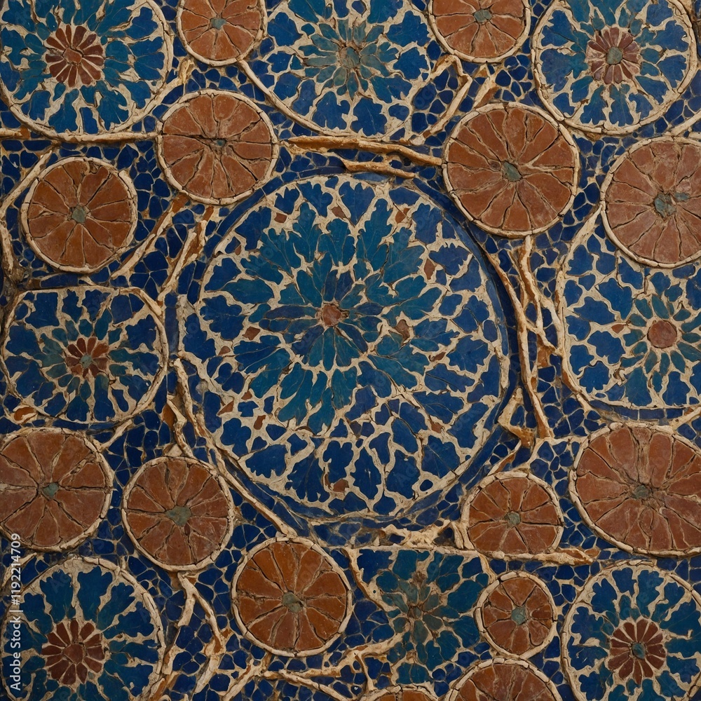 A close-up of Turkish tile patterns. A close-up of Turkish tile patterns.
