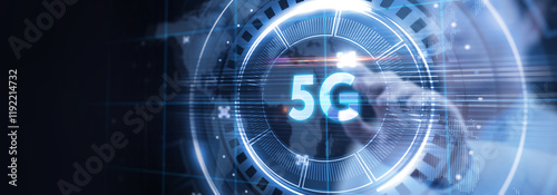 The concept of 5G network, high-speed mobile Internet, new generation networks. Business, modern technology, internet and networking concept. photo