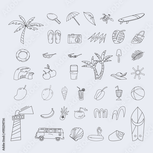 Summer Illustration Pack Outline Style