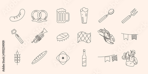 Oktoberfest Clean Elements Illustration Pack Outline Style