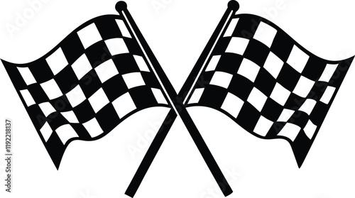 two crossed checkered Flag NASCAR Racing flag silhouette,Racing start and finish checkered flag