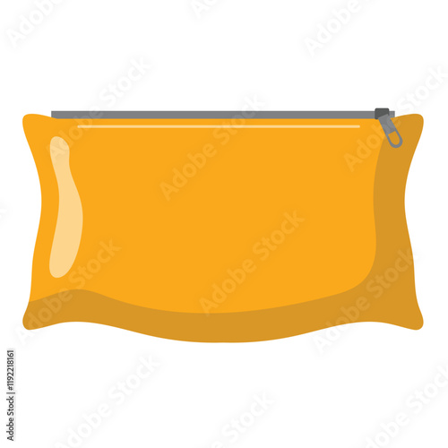 Yellow pouch wallet vector illustration, yellow purse with zipper clip art, flat design illustration, zip pouch wallet clipart