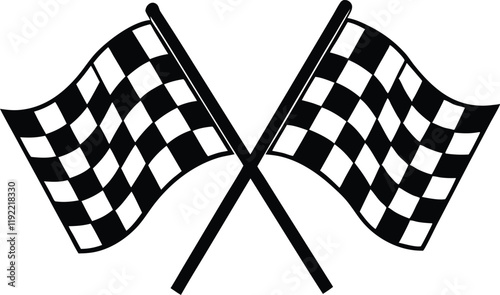two crossed checkered Flag NASCAR Racing flag silhouette,Racing start and finish checkered flag