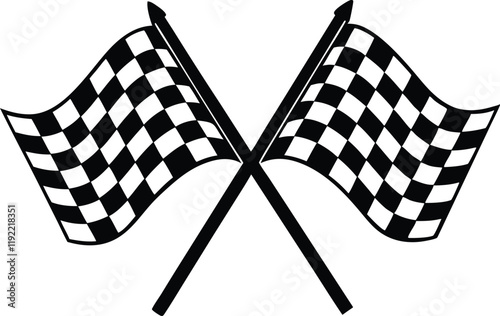 two crossed checkered Flag NASCAR Racing flag silhouette,Racing start and finish checkered flag