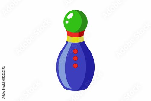 Beautiful plastic skittle of toy bowling isolated on a white background